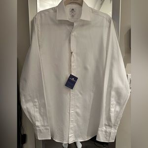 Thomas Mason for J.Crew men’s white dress shirt with detail texture.